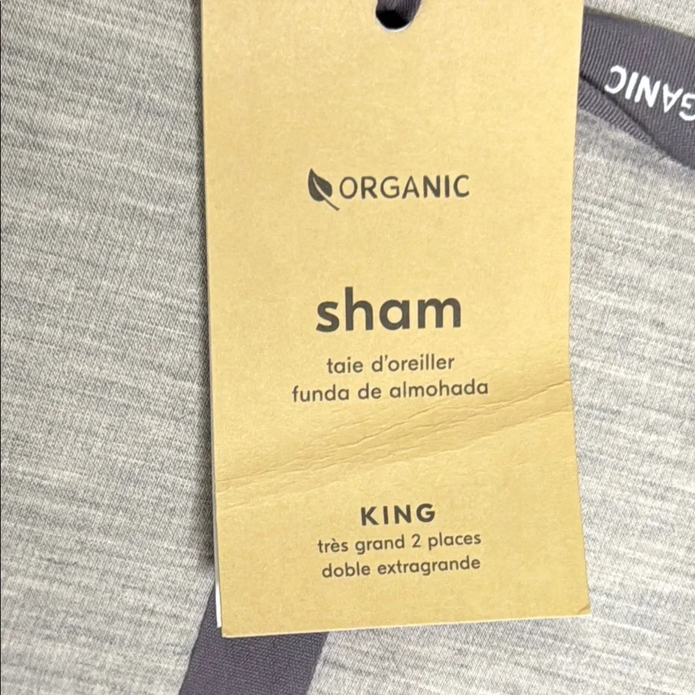 West Elm Pleated Grid Heather Gray Shams King NWT